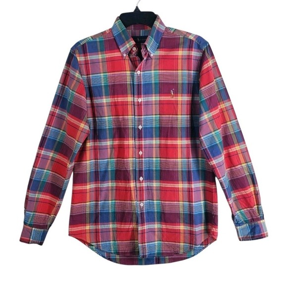 Ralph Lauren Check Oxford Shirt Mens S Scottish Tartan Plaid Button LS Pony Logo - Picture 9 of 10